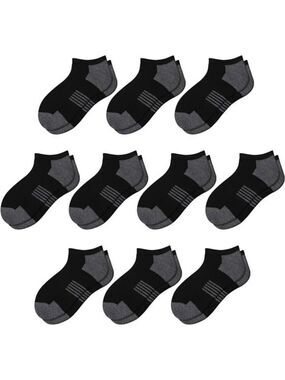 Boys Low Cut Socks 10 Pairs Athletic Ankle Cushioned Kids Sports Socks Ages 4-10